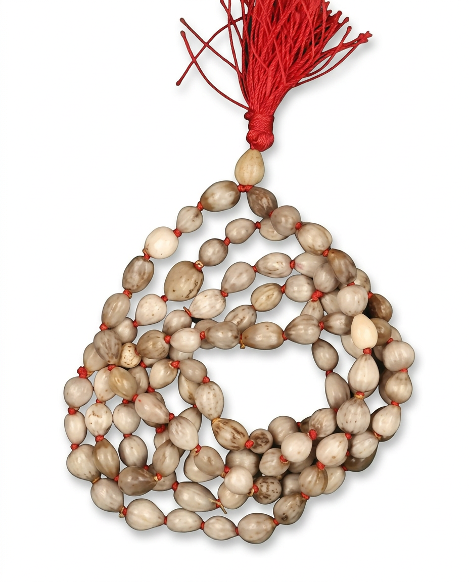 Beige Oval Beaded Mala