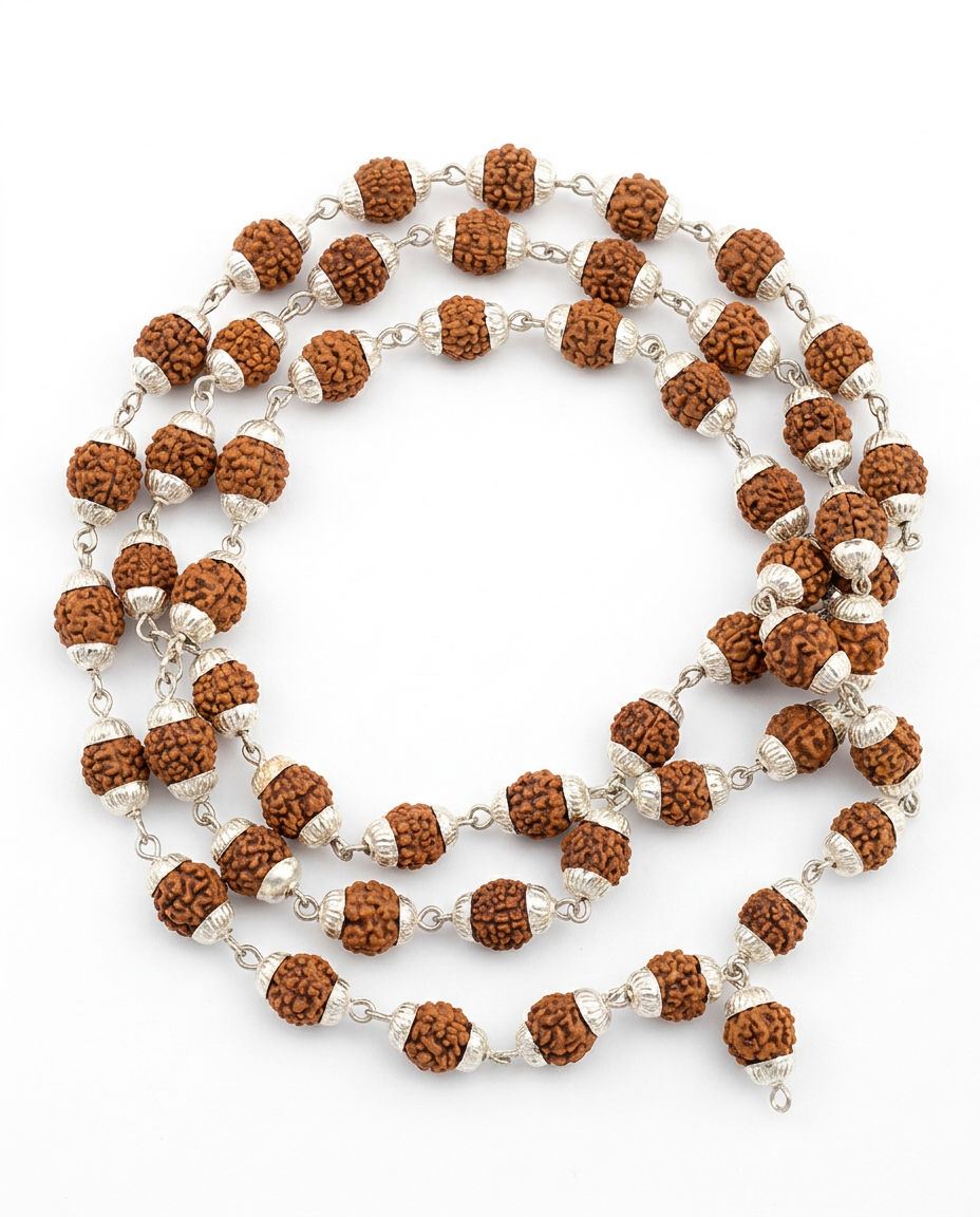 Brown Capped Bead Mala